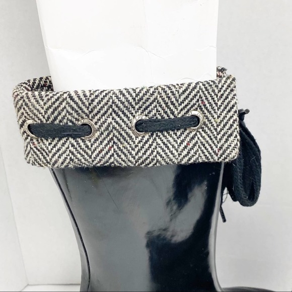 SPERRY Black Top Sider Herringbone Wedge Rain Boots, Size 7 - Picture 10 of 12